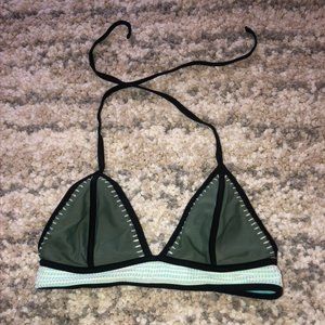 target green crochet triangle bikini top